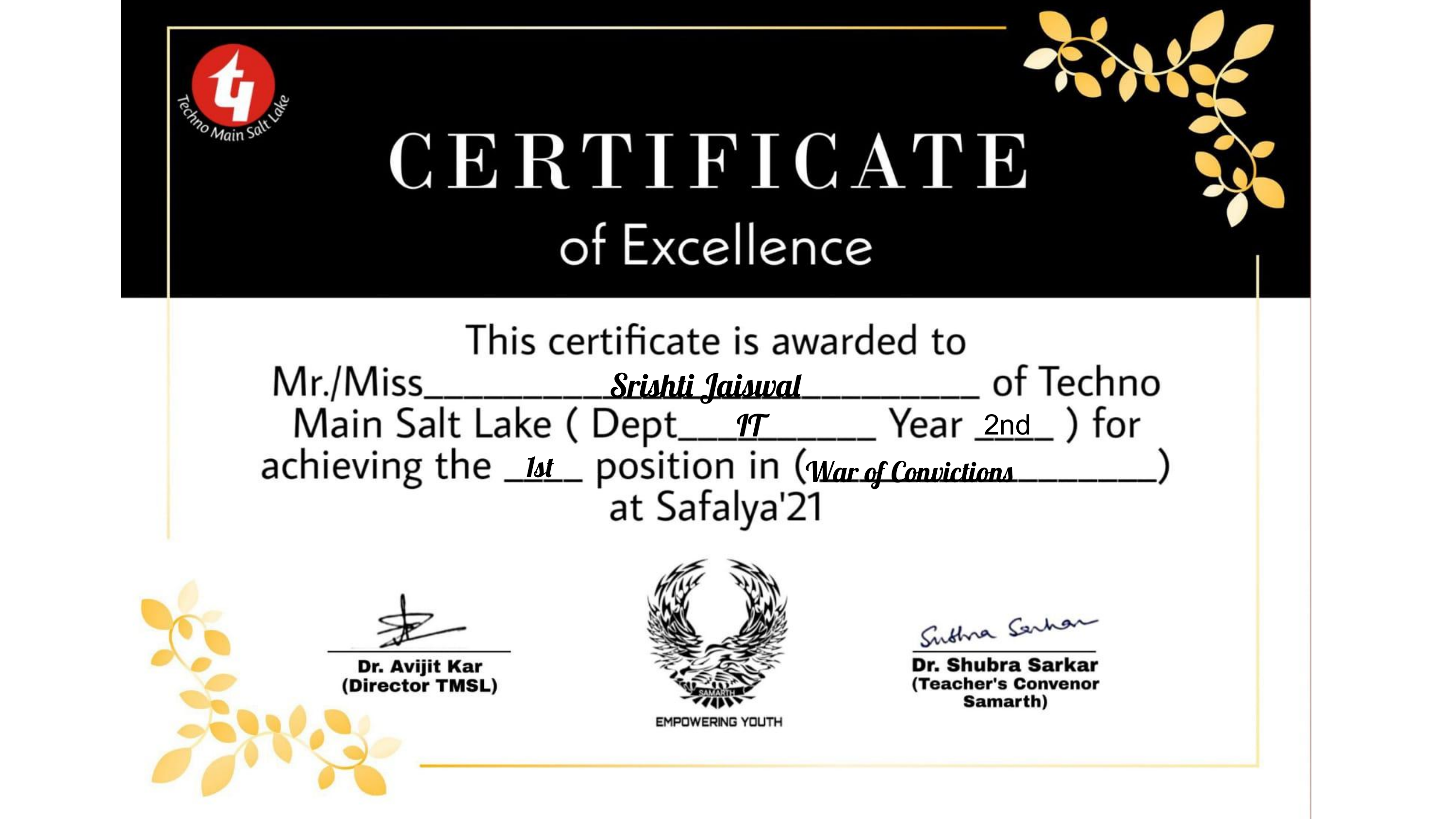 debate certificate